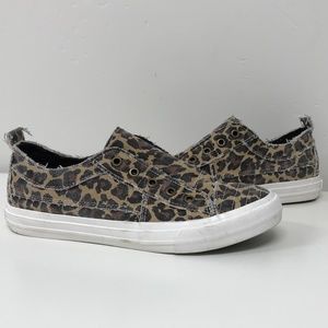 Leopard Canvas Slip On Sneakers